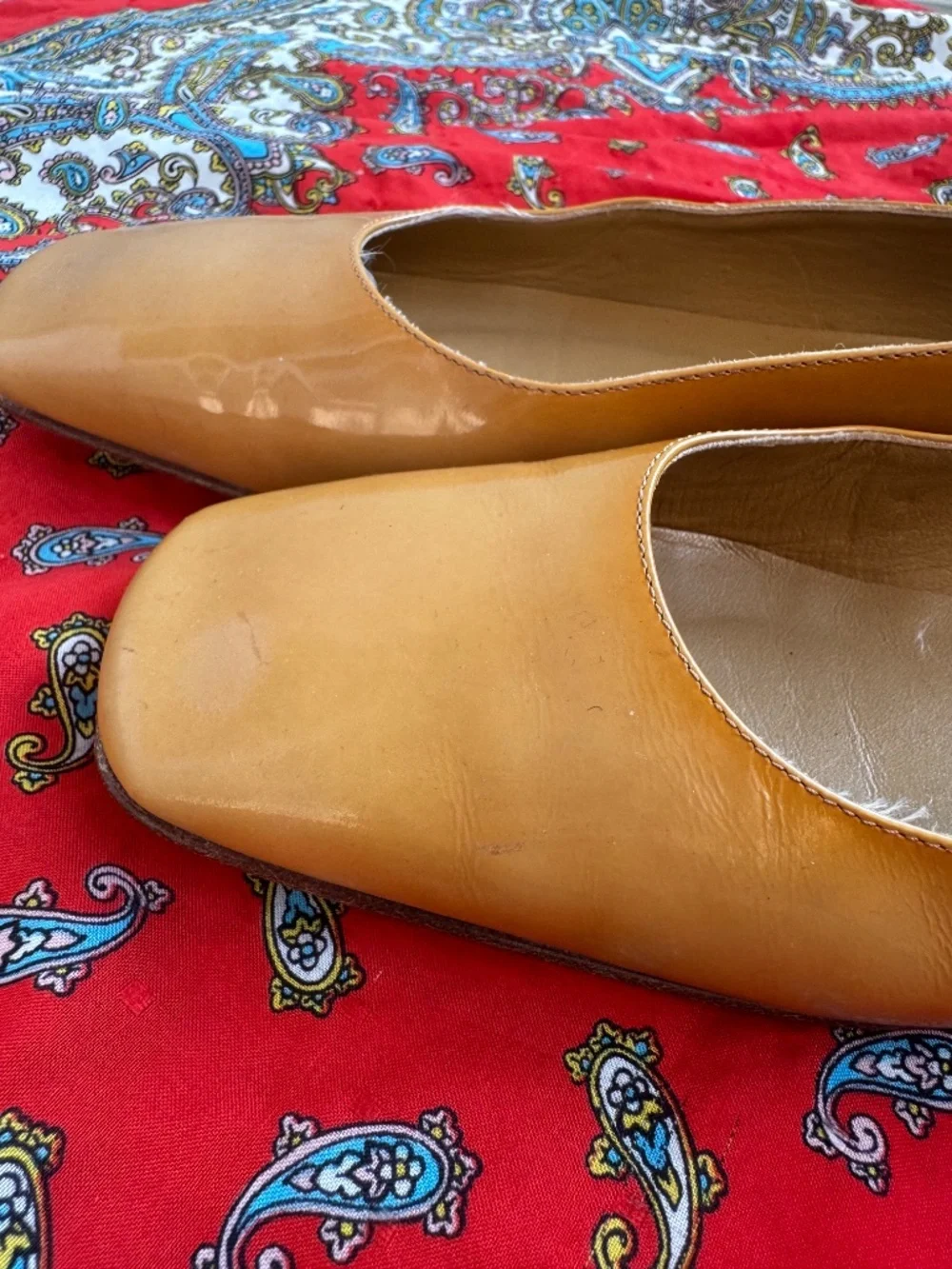 Kate Spade Nude Patent Leather Square Toe Ballet Flats